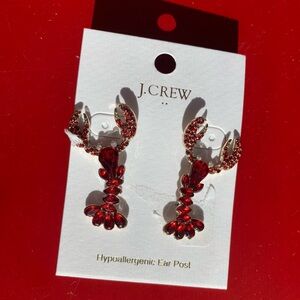 NWT J Crew Factory Pavé Lobster statement Earrings Hypoallergenic Ear Posts